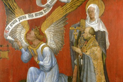 Picardía 084 - Laon - Museo - “El Donante y el Ángel de la Anunciación” - Maestro de las Horas de Rohan - pintura al óleo sobre roble del siglo XV de Unknown